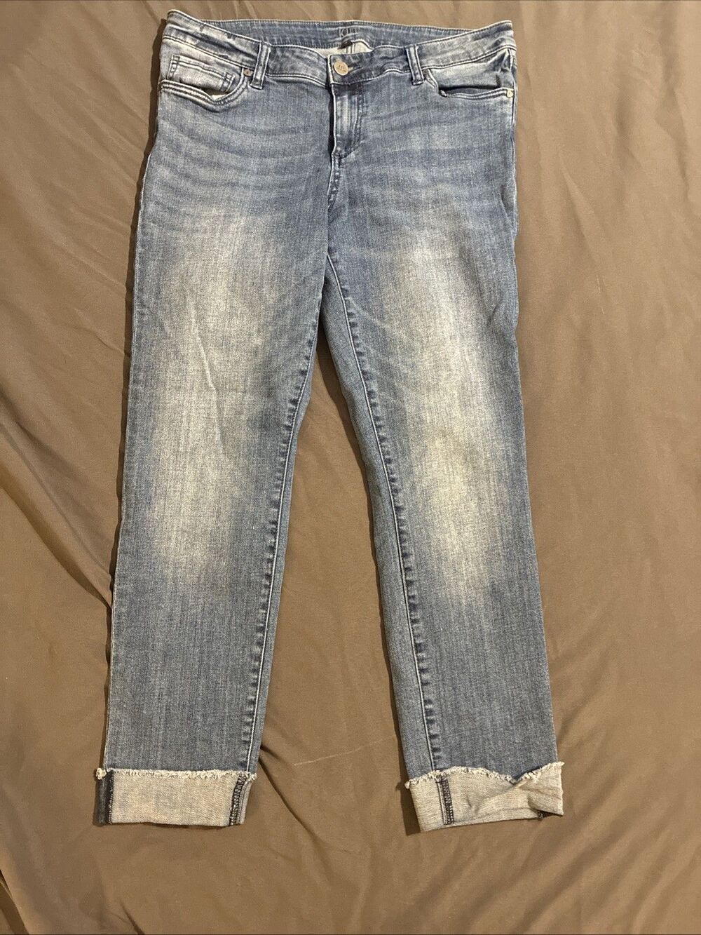 Kut from the Kloth Jeans Blue Medium Wash Ankle Straight Leg Stretch Denim Sz 12